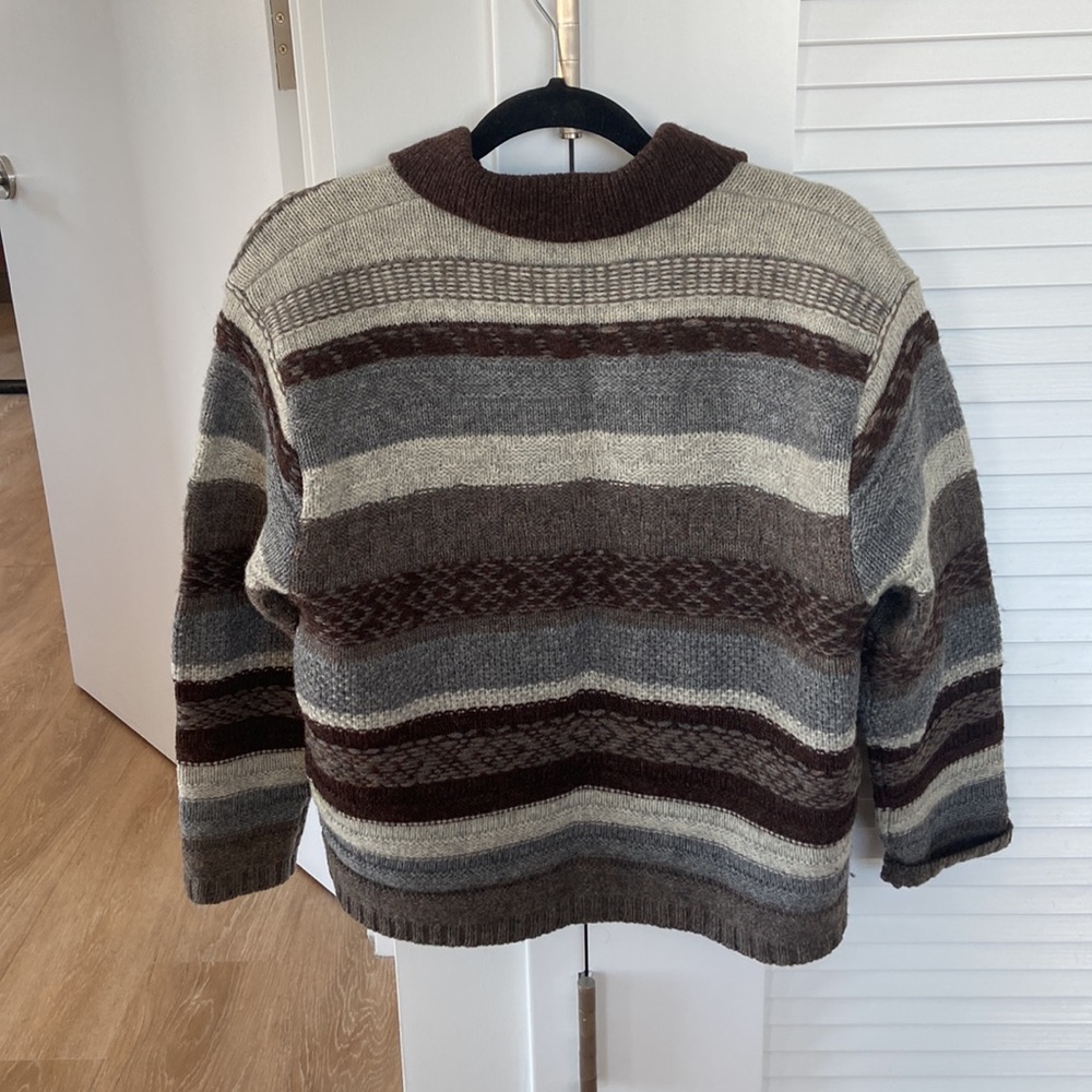 Rafaella Brown and Gray 100% Wool Collared button up Sweater - Picture 5 of 5